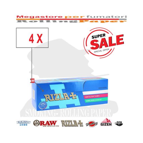Tubetti per sigarette Rizla King Size 8 mm con filtro – 4 scatole da 250 tubetti