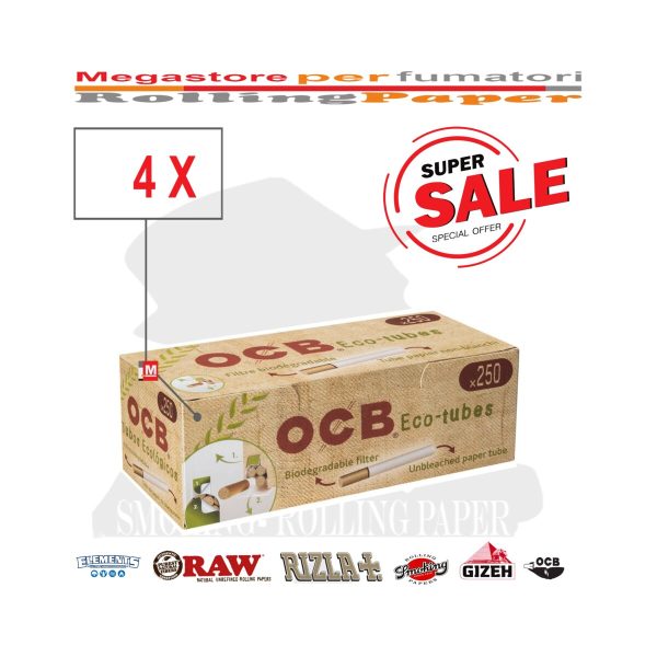 Tubetti per sigarette OCB Eco King Size 8 mm con filtro – 4 scatole da 250 tubetti