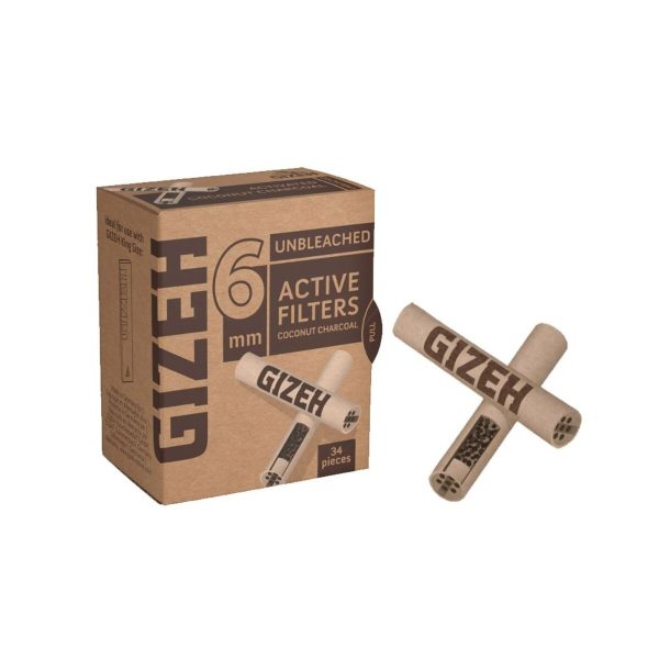 Gizeh Extra Slim 6 mm Aktivkohlefilter ungebleicht – 34 Filter