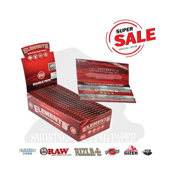master-163 Cartine Elements Double Wide Red Corte Regular – Confezione da 25 libretti