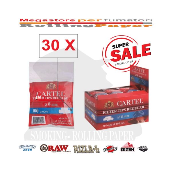 Filtri Cartel Regular 8 × 15 mm – 30 bustine da 100 filtri