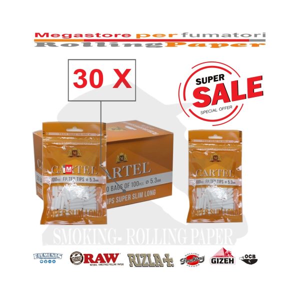 master-171 Filtri Cartel Super Slim 5,3 × 22 mm – 30 bustine da 100 filtri