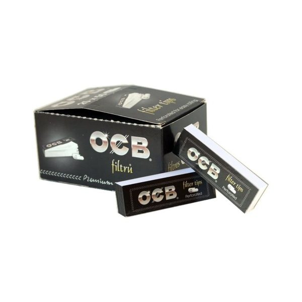 OCB Slim perforierte Filtertips aus Karton 60 × 18 mm – Display mit 25 Heftchen à 50 Tips