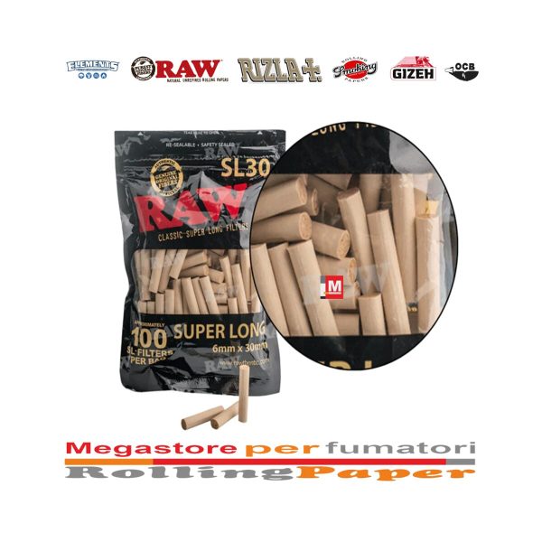Filtres RAW Black Super Long XL SL30 Slim 6 mm – 10 sachets de 100 filtres