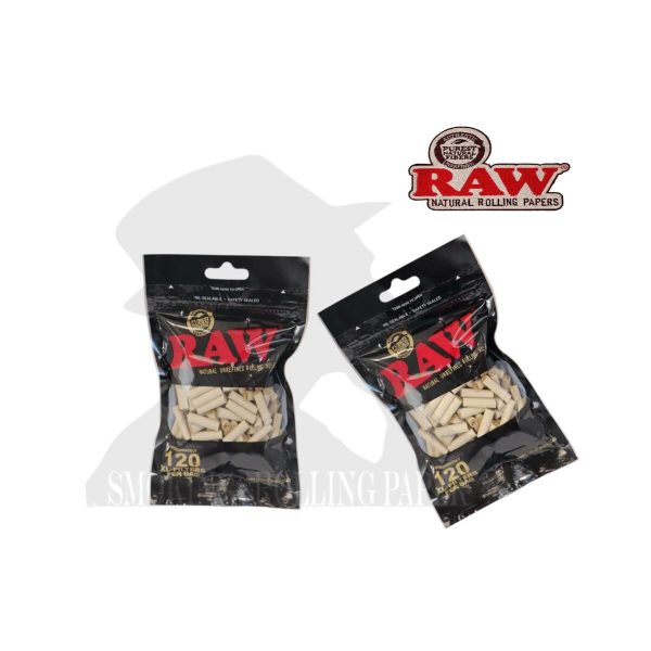 RAW Black Slim XL 6 mm naturbelassen und unraffiniert Zigarettenfilter – 10 Beutel à 120 Filter