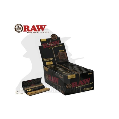 Cartine RAW Classic Black Medium 1¼ con filtri – Confezione da 24 libretti