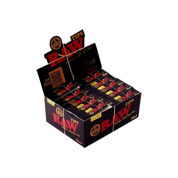 RAW Black Slim Filtertips aus Karton – 50 Tip-Heftchen