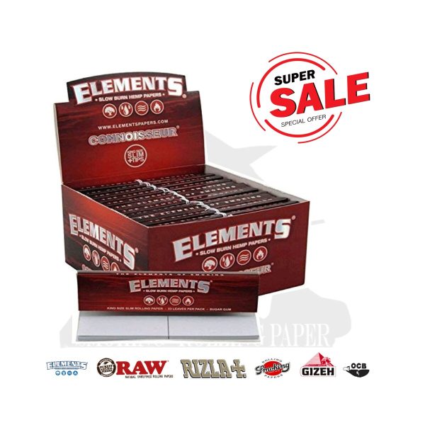 Cartine Elements Connoisseur Red King Size Slim con filtri – Confezione da 24 libretti