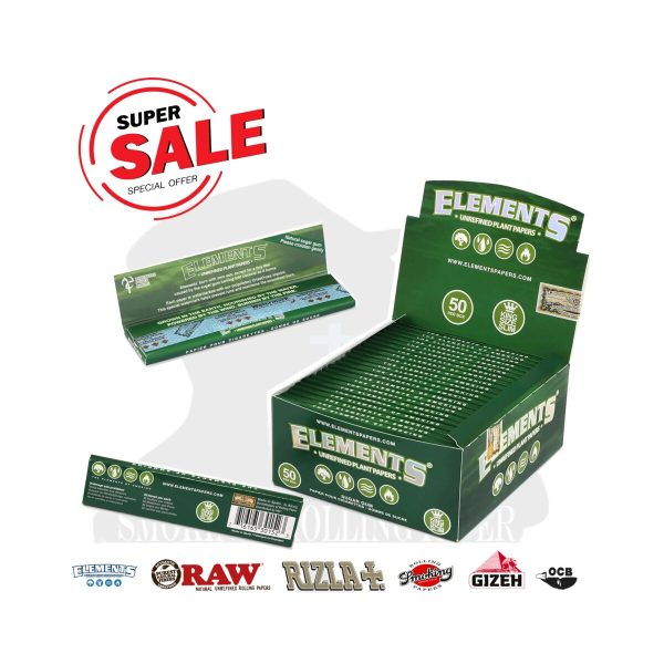 Cartine Elements Green King Size Slim – Confezione da 50 libretti