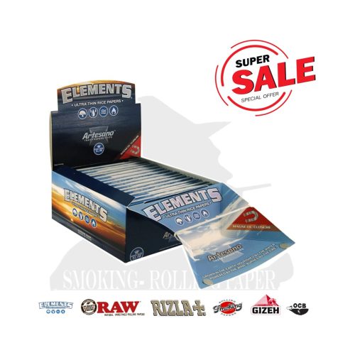Cartine Elements Artesano King Size Slim con filtri – Confezione da 15 libretti
