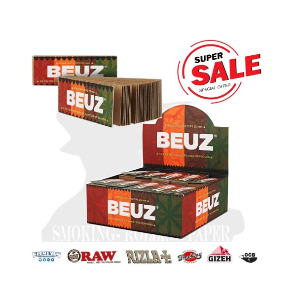 BEUZ Brown Filtertips aus Karton King Size aus Hanf 60 × 25 mm – 40 Tip-Heftchen