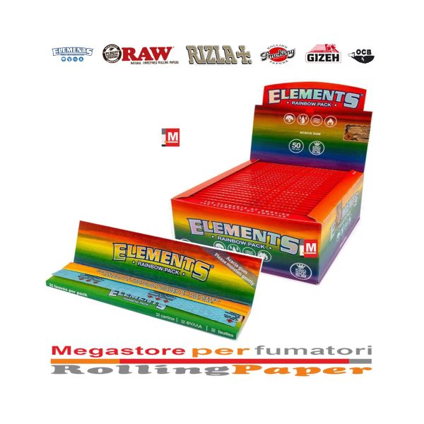 master-89 Elements Rainbow King Size Slim Zigarettenpapier – Packung mit 50 Heftchen