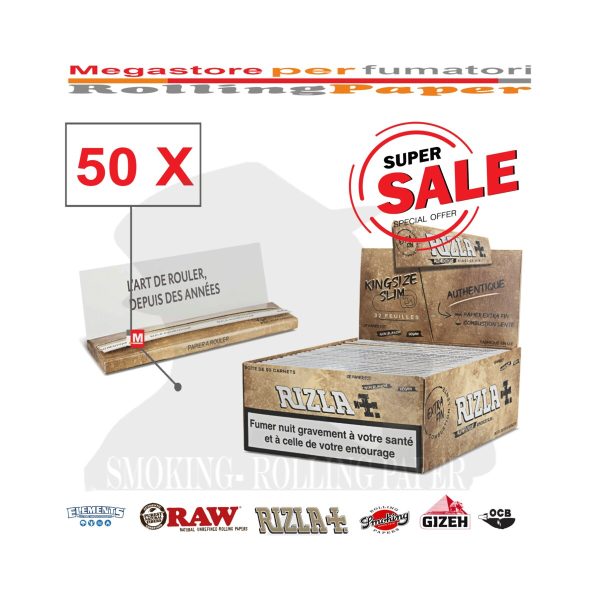 master-94 Rizla Authentique King Size Zigarettenpapier – Packung mit 50 Heftchen